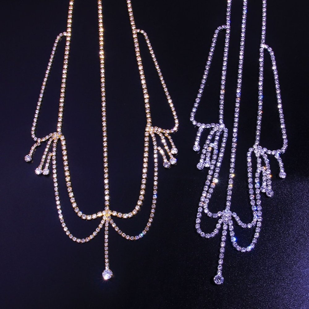 Crystal Bridal Forehead Chain Headpiece Bling Hair Jewelry Wedding Accessory - Picture 6 of 6